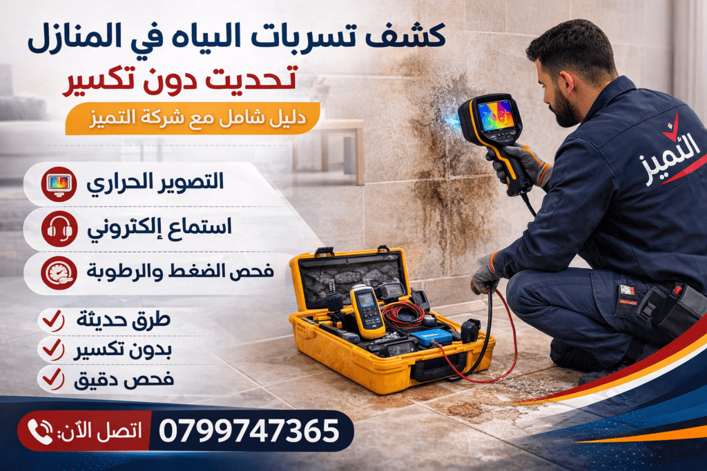 كيف يتم كشف تسرب المياه في المنازل الحديثة بعمان دون تكسير؟ دليل شامل من شركة التميز