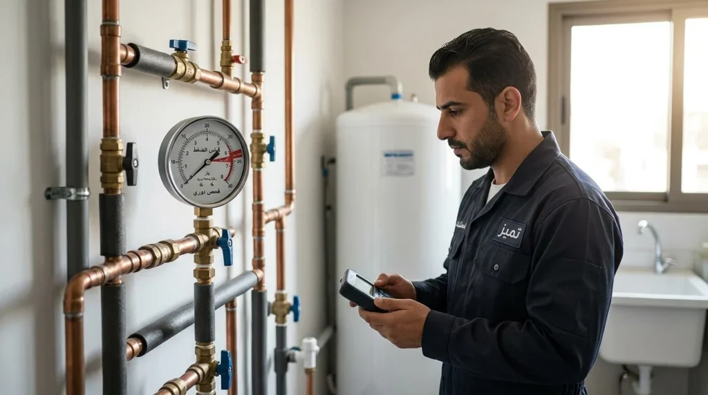 فحص ضغط المياه في العقارات: دليلك الشامل لكشف تسربات المياه في الأردن بدون تكسير