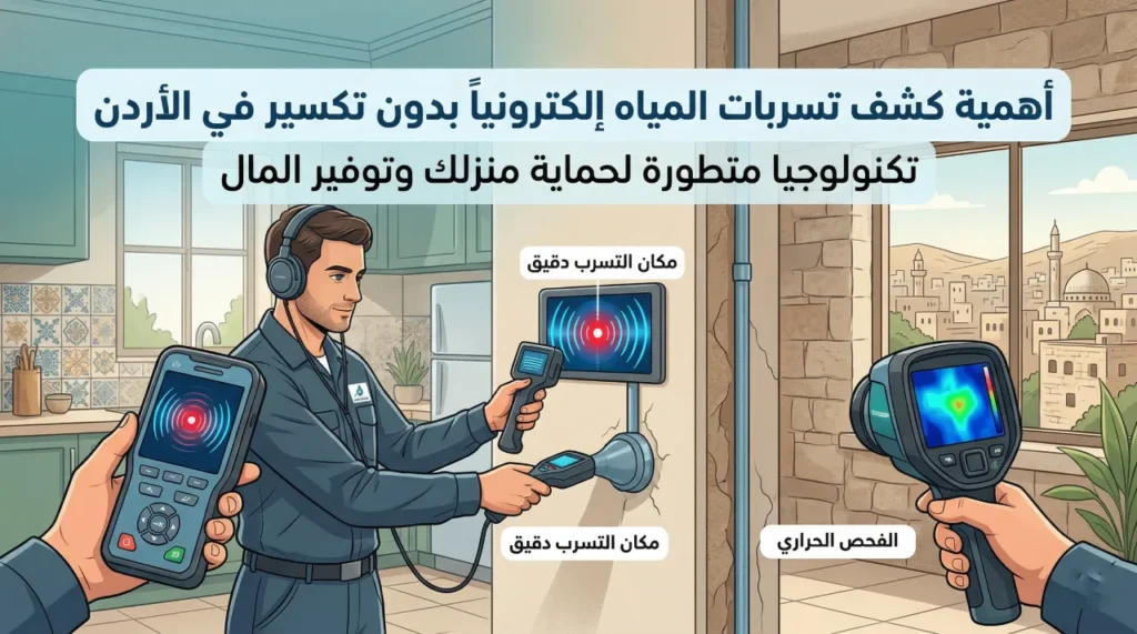 أهمية كشف تسربات المياه إلكترونياً بدون تكسير في الأردن