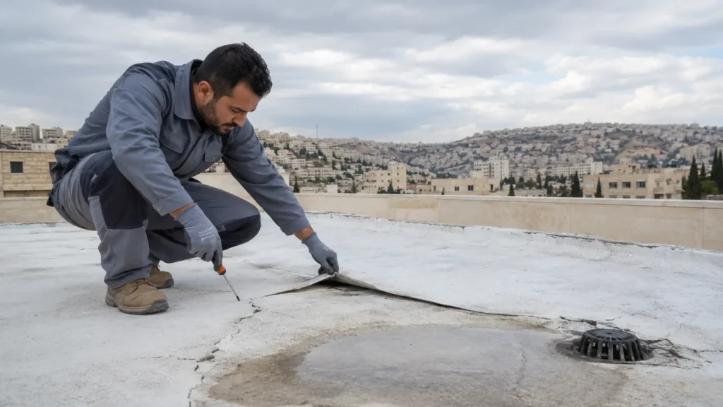 7 علامات تدل على تلف عزل السطح قبل موسم الأمطار في الأردن